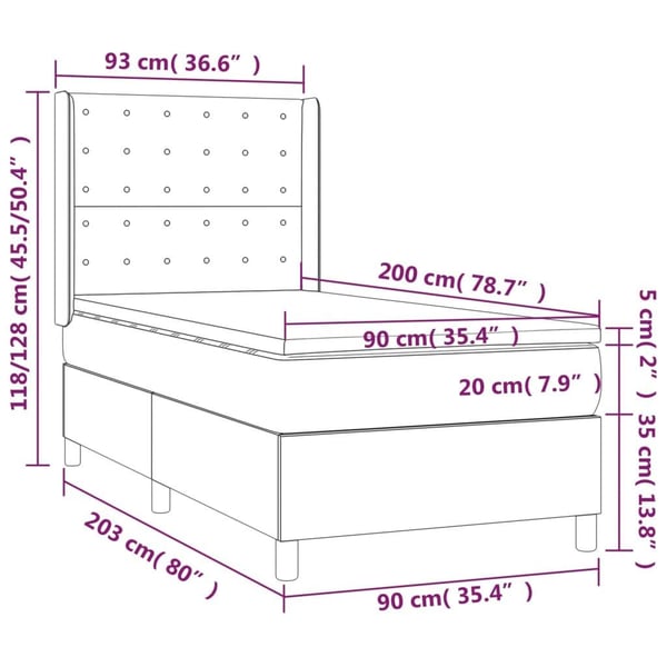 vidaXL kontinentalseng 90x200 cm kunstlæder cappuccinofarvet