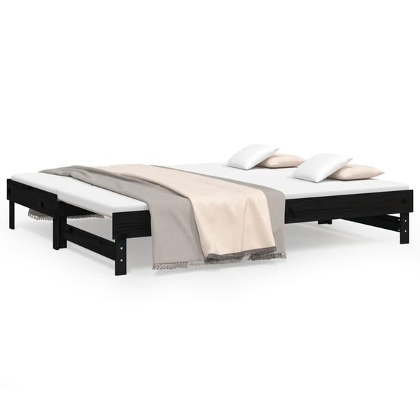 vidaXL daybed med udtræk 2x(90x200) cm massivt fyrretræ sort