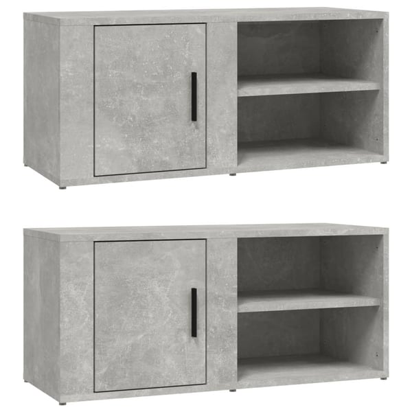 vidaXL TV-benker 2 stk betonggrå 80x31,5x36 cm konstruert tre