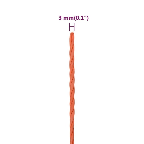 vidaXL Arbeidstau oransje 3 mm 250 m polypropylen