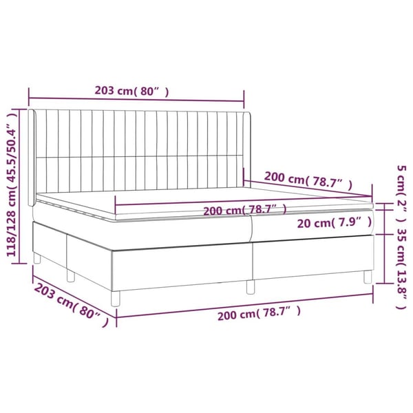 vidaXL kontinentalseng med madras 200x200 cm fløjl mørkegrå