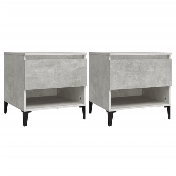 vidaXL Sidebord 2 stk betonggrå 50x46x50 cm konstruert tre