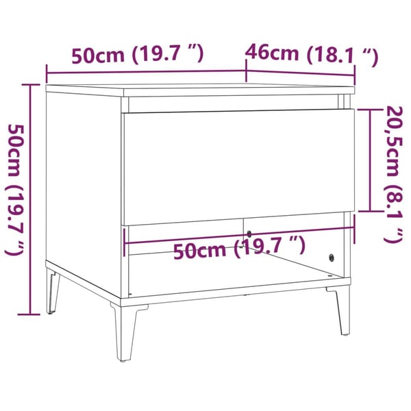 vidaXL Sidebord 2 stk betonggrå 50x46x50 cm konstruert tre