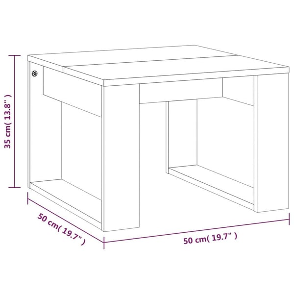 vidaXL Sidebord røkt eik 50x50x35 cm konstruert tre