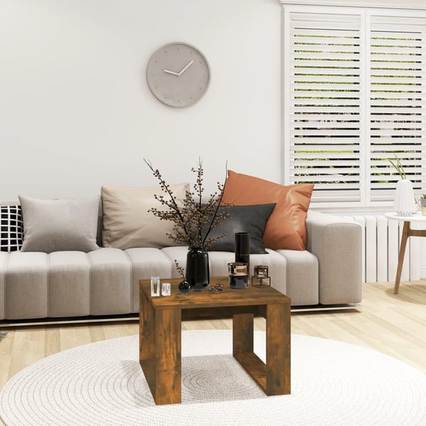 vidaXL Sidebord røkt eik 50x50x35 cm konstruert tre