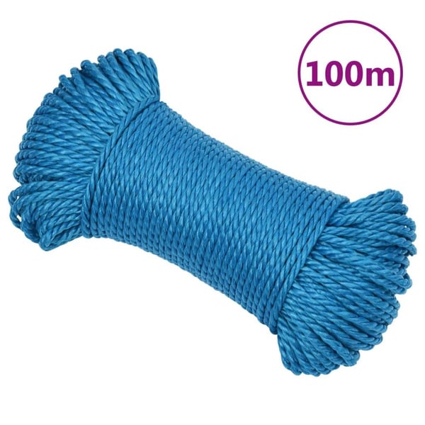 vidaXL arbejdsreb 8 mm 100 m polypropylen blå