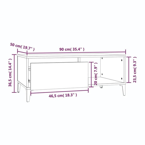 vidaXL sofabord 90x50x36,5 cm konstrueret træ betongrå