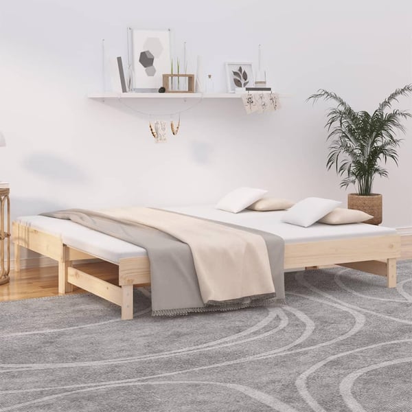 vidaXL daybed med udtræk 2x(75x190) cm massivt fyrretræ