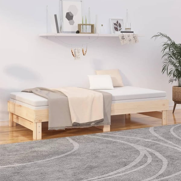 vidaXL daybed med udtræk 2x(75x190) cm massivt fyrretræ
