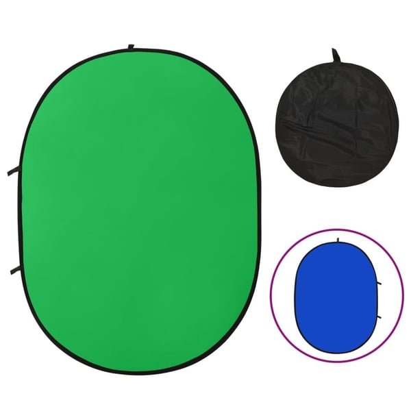 vidaXL 2 in 1 Ovaali studio taustakangas vihreä ja sininen 200x150 cm