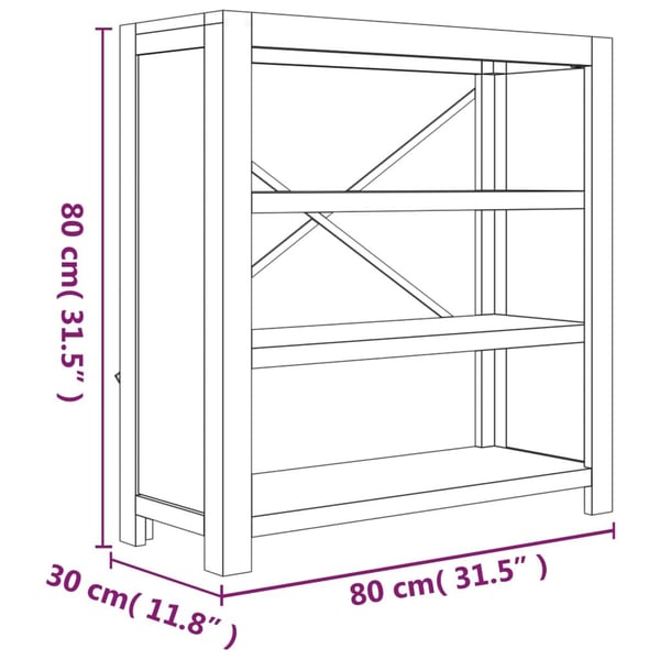 vidaXL Bokhylle 3 etasjer 80x30x80 cm heltre akasie