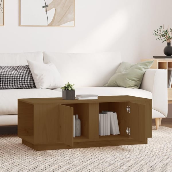 vidaXL sofabord 110x50x40 cm massivt fyrretræ gyldenbrun