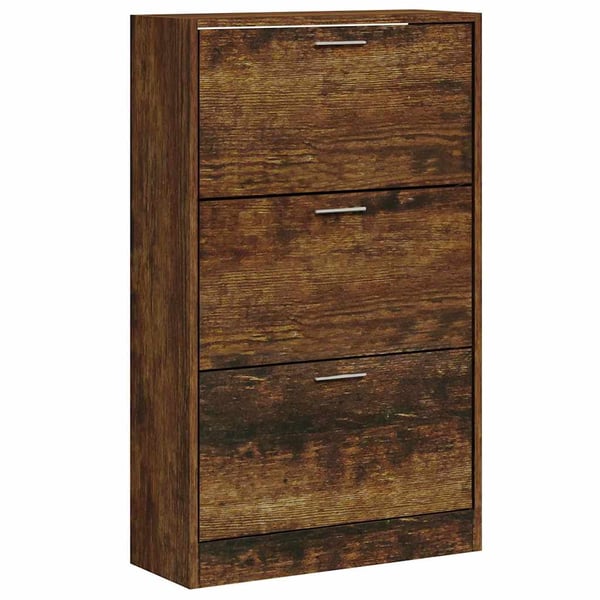 vidaXL Skoskap røkt eik 63x24x103 cm konstruert tre