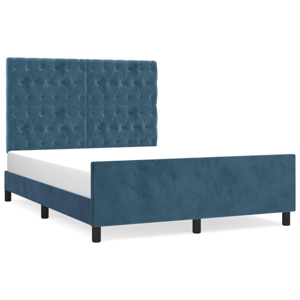 vidaXL sengeramme med sengegavl 140x200 cm fløjl mørkeblå