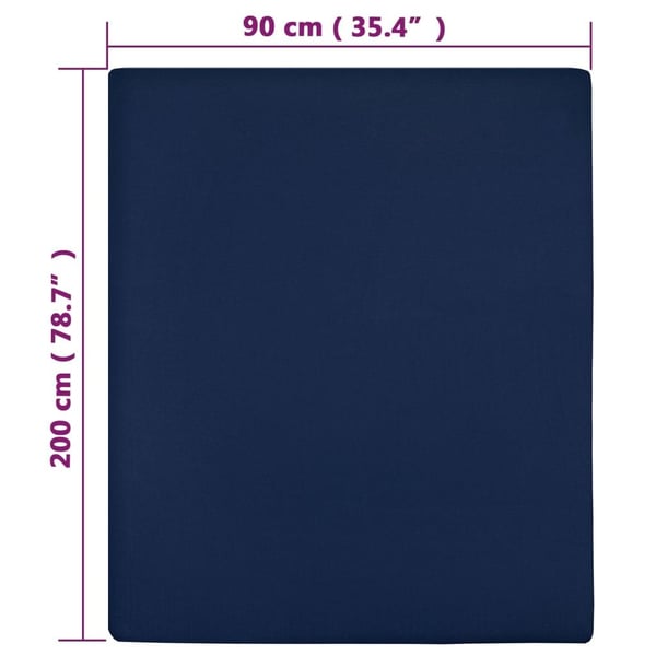vidaXL Jerseylaken marineblå 90x200 cm bomull