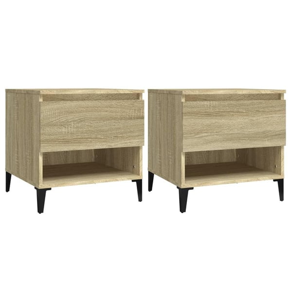 vidaXL Sidebord 2 stk sonoma eik 50x46x50 cm konstruert tre