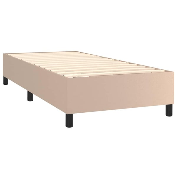 vidaXL kontinentalseng LED-lys 100x200 cm kunstlæder cappuccinofarvet