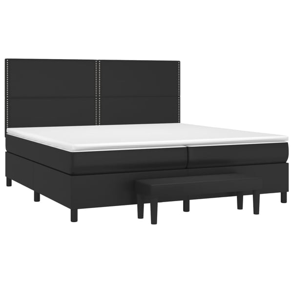 vidaXL kontinentalseng med madras 200x200 cm kunstlæder sort