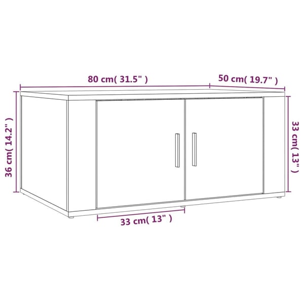 vidaXL sofabord 80x50x36 cm konstrueret træ røget egetræsfarve