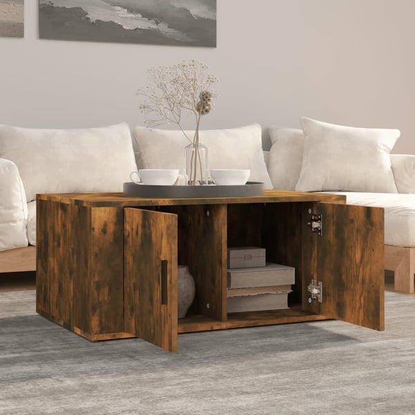 vidaXL sofabord 80x50x36 cm konstrueret træ røget egetræsfarve