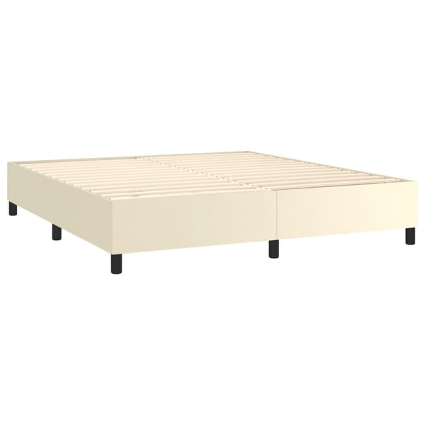vidaXL kontinentalseng med madras 180x200 cm kunstlæder cremefarvet