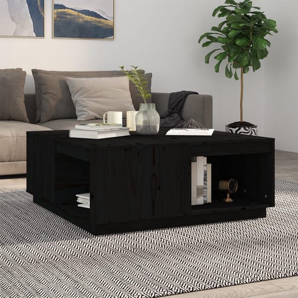 vidaXL sofabord 100x101x40,5 cm massivt fyrretræ sort