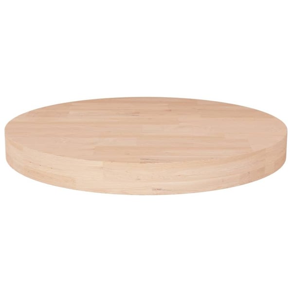 vidaXL Rund bordplate Ø30x4 cm ubehandlet heltre eik