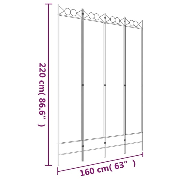 vidaXL Romdeler 4 paneler svart 160x220 cm stoff