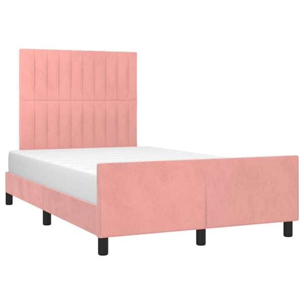 vidaXL sengeramme med sengegavl 120x200 cm fløjl pink