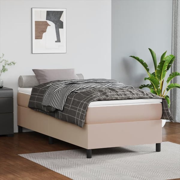 vidaXL Boxspring sengeramme 100x200 cm kunstlæder cappuccinofarvet