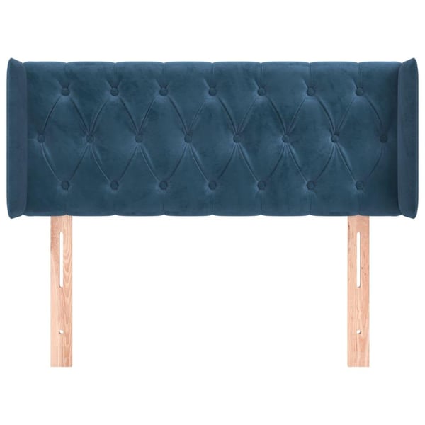 vidaXL sengegavl med kanter 103x16x78/88 cm fløjl mørkeblå