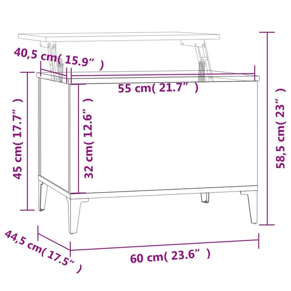 vidaXL sofabord 60x44,5x45 cm konstrueret træ brun egetræsfarve