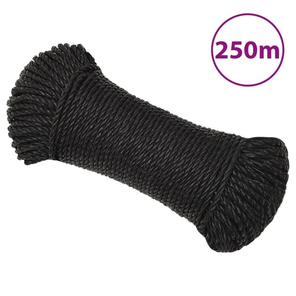 vidaXL arbejdsreb 6 mm 250 m polypropylen sort