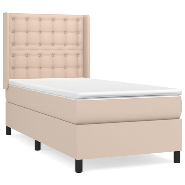 vidaXL kontinentalseng 100x200 cm kunstlæder cappuccinofarvet