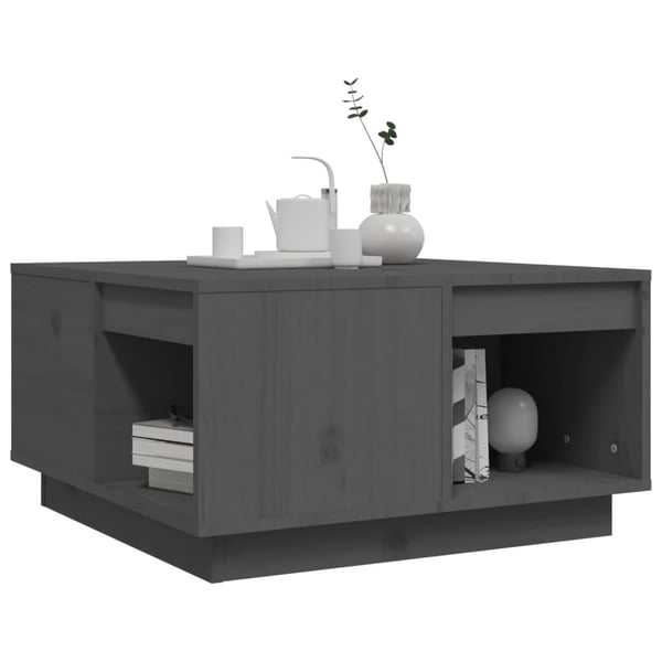 vidaXL sofabord 60x61x32,5 cm massivt fyrretræ grå