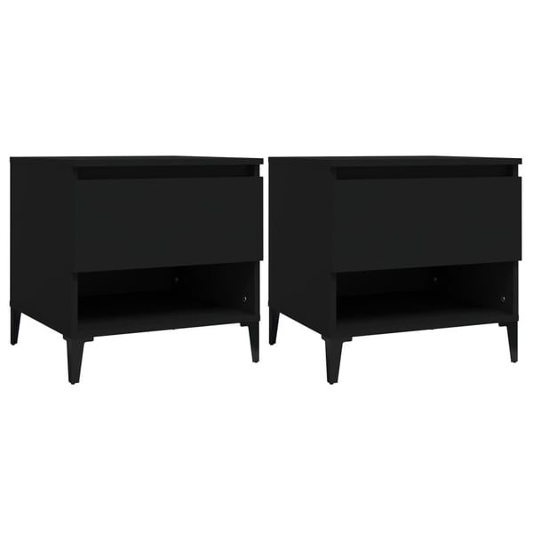 vidaXL Sidebord 2 stk svart 50x46x50 cm konstruert tre
