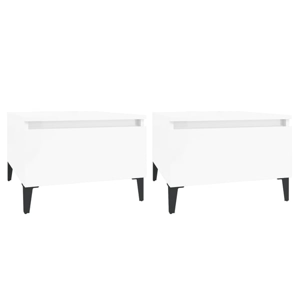 vidaXL Sidebord 2 stk høyglans hvit 50x46x35 cm konstruert tre