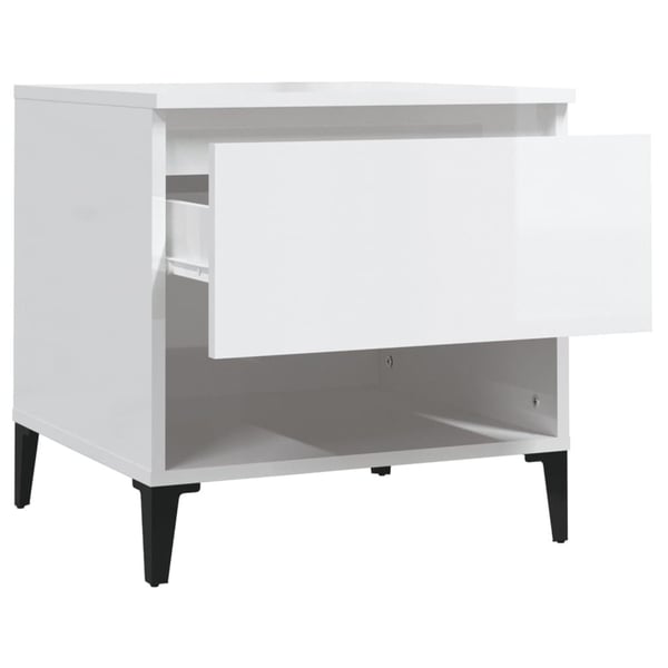 vidaXL Sidebord 2 stk høyglans hvit 50x46x50 cm konstruert tre