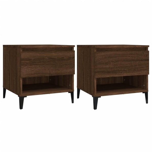 vidaXL sideborde 2 stk. 50x46x50 cm konstrueret træ brun egetræsfarve