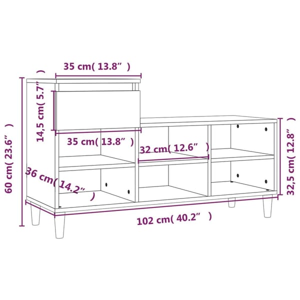 vidaXL Skoskap røkt eik 102x36x60 cm konstruert tre