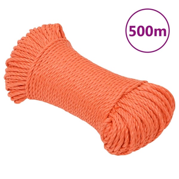 vidaXL Arbeidstau oransje 3 mm 500 m polypropylen