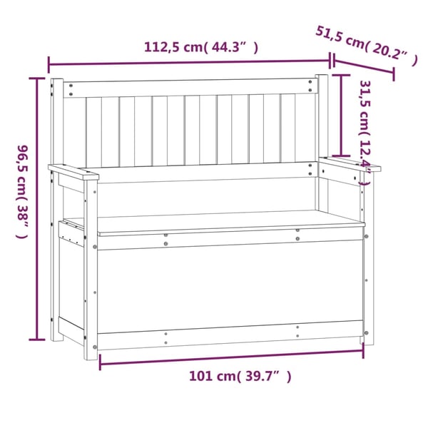 vidaXL bænk 112,5x51,5x96,5 cm massivt fyrretræ Gyldenbrun