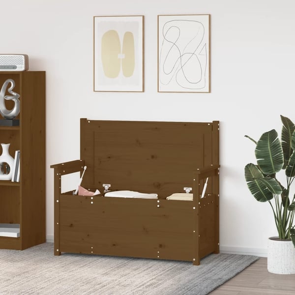 vidaXL bænk 112,5x51,5x96,5 cm massivt fyrretræ Gyldenbrun