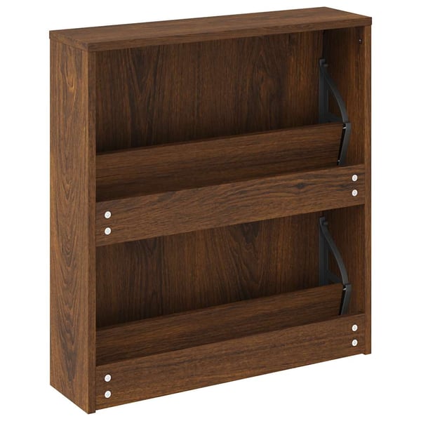 vidaXL Skoskap med speil 2 lag brun eik 63x17x67 cm
