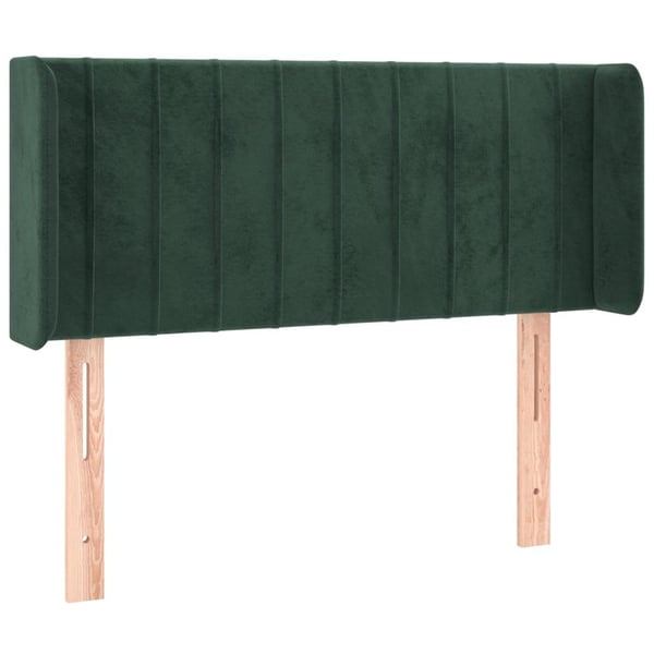 vidaXL sengegavl med LED-lys 83x16x78/88 cm fløjl Mørkegrøn