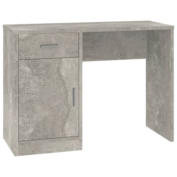 vidaXL Skrivebord skuff og skap betonggrå 100x40x73 cm konstruert tre