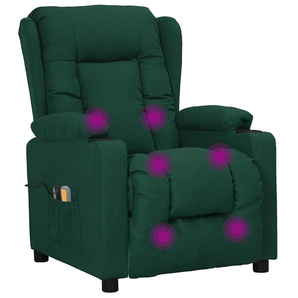 vidaXL Massagefåtölj mörkgrön tyg
