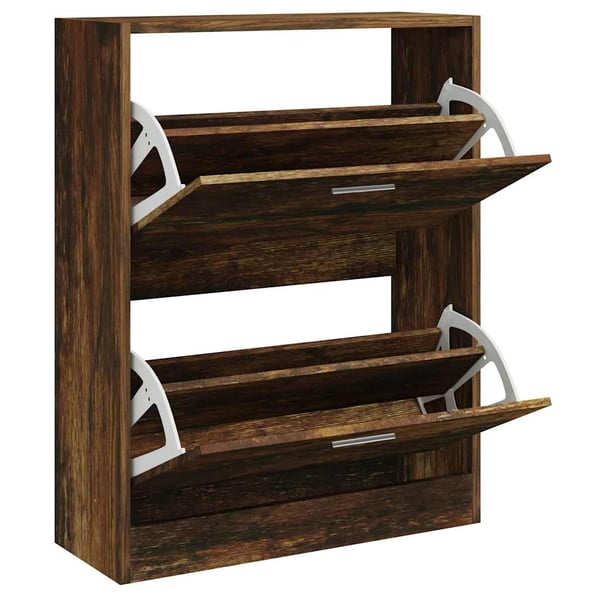 vidaXL Skoskap røkt eik 63x24x81 cm konstruert tre