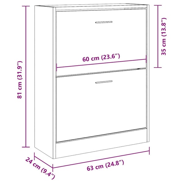 vidaXL Skoskap røkt eik 63x24x81 cm konstruert tre