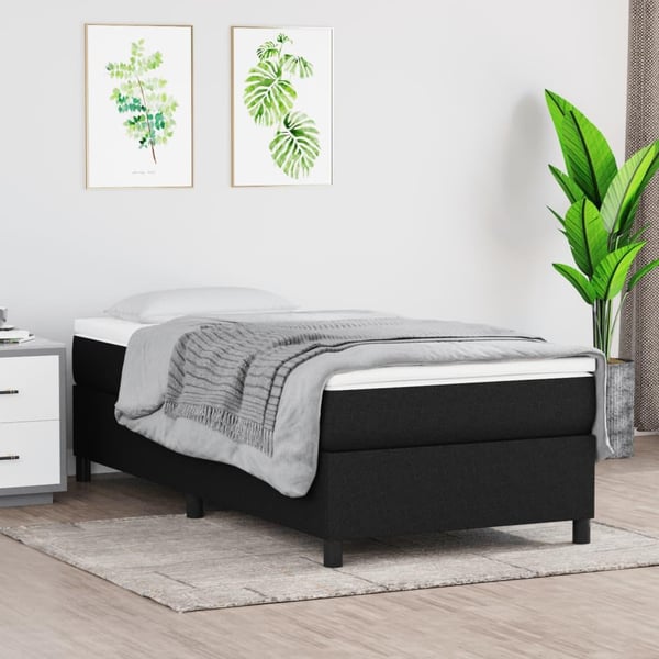 vidaXL kontinentalseng med madras 90x190 cm stof sort